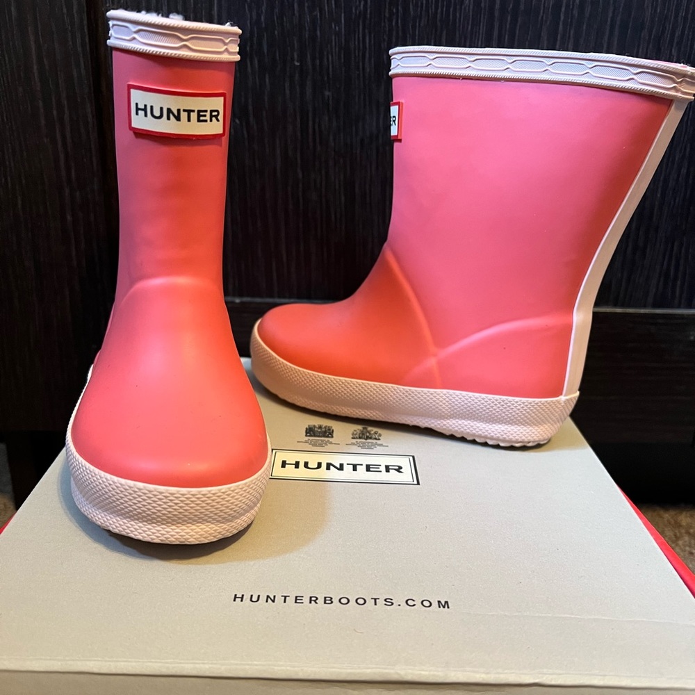 Pink kids hunter rain boots